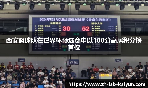 西安篮球队在世界杯预选赛中以100分高居积分榜首位